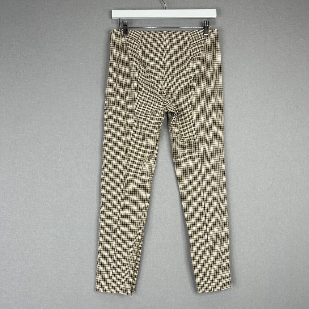 Theory Alettah Ainsley Pants 4 Womens Tan Plaid Check Trouser Academia Twee Prep - Picture 5 of 12
